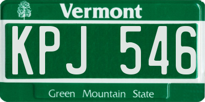 VT license plate KPJ546