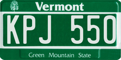 VT license plate KPJ550