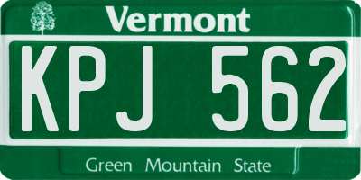 VT license plate KPJ562