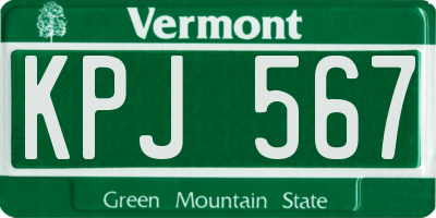 VT license plate KPJ567