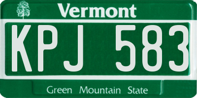 VT license plate KPJ583