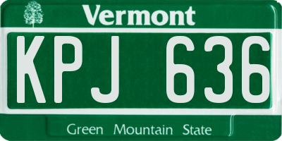 VT license plate KPJ636