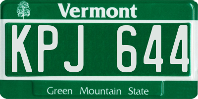 VT license plate KPJ644