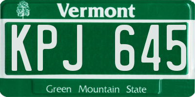 VT license plate KPJ645