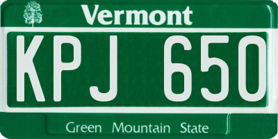 VT license plate KPJ650