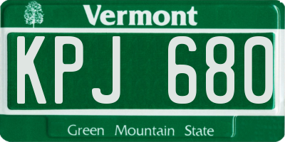 VT license plate KPJ680