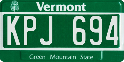 VT license plate KPJ694
