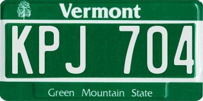 VT license plate KPJ704
