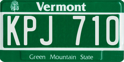 VT license plate KPJ710