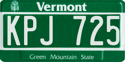VT license plate KPJ725