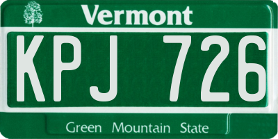 VT license plate KPJ726