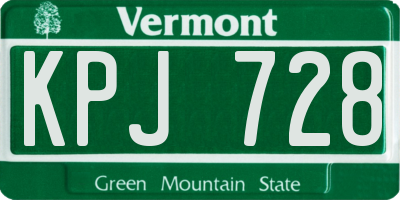 VT license plate KPJ728