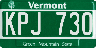 VT license plate KPJ730