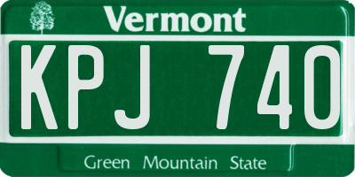 VT license plate KPJ740