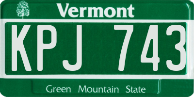 VT license plate KPJ743