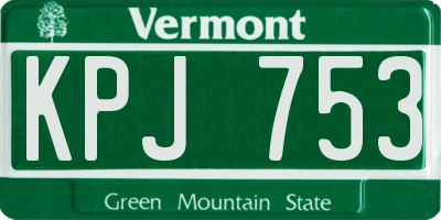 VT license plate KPJ753
