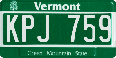 VT license plate KPJ759