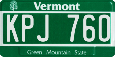 VT license plate KPJ760