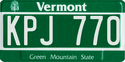 VT license plate KPJ770