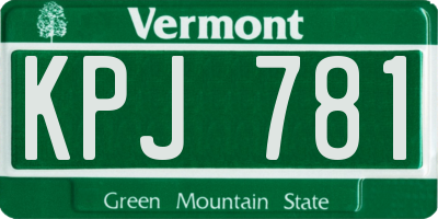 VT license plate KPJ781