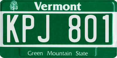 VT license plate KPJ801