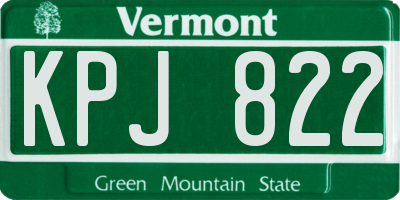 VT license plate KPJ822
