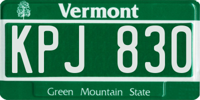 VT license plate KPJ830