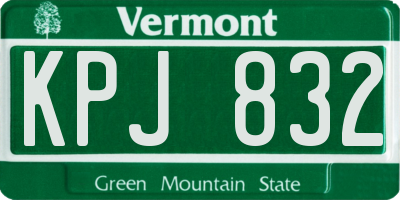 VT license plate KPJ832