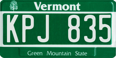 VT license plate KPJ835