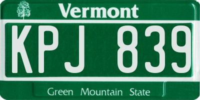 VT license plate KPJ839