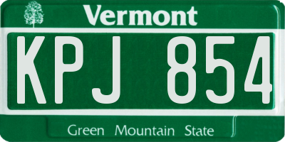 VT license plate KPJ854