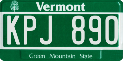 VT license plate KPJ890