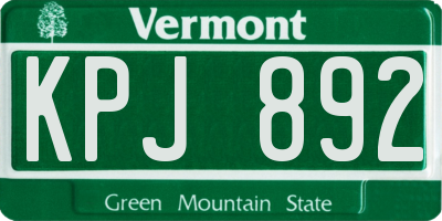 VT license plate KPJ892