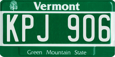 VT license plate KPJ906