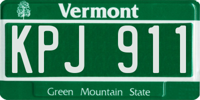 VT license plate KPJ911