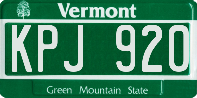 VT license plate KPJ920