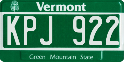 VT license plate KPJ922