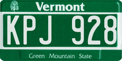 VT license plate KPJ928