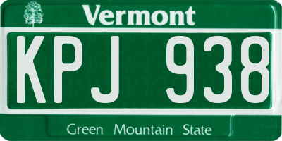 VT license plate KPJ938