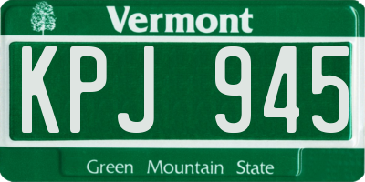 VT license plate KPJ945