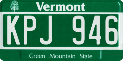 VT license plate KPJ946