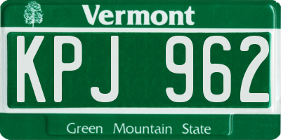 VT license plate KPJ962
