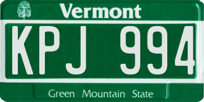 VT license plate KPJ994