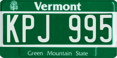 VT license plate KPJ995