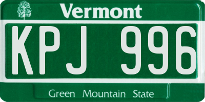 VT license plate KPJ996
