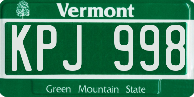 VT license plate KPJ998