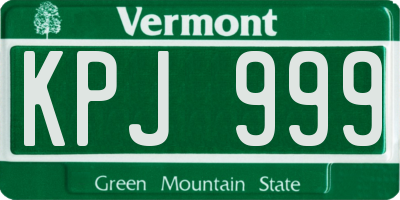 VT license plate KPJ999