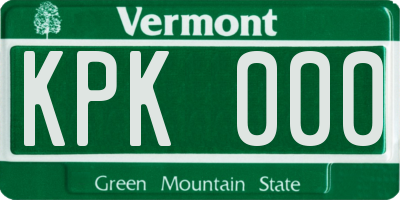 VT license plate KPK000