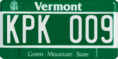 VT license plate KPK009