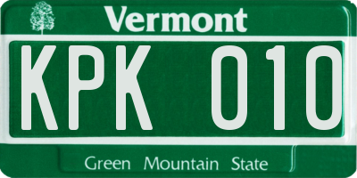 VT license plate KPK010